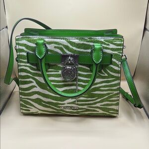 Michael Kors Hamilton Small Zebra Print Calf Hair Satchel NEW